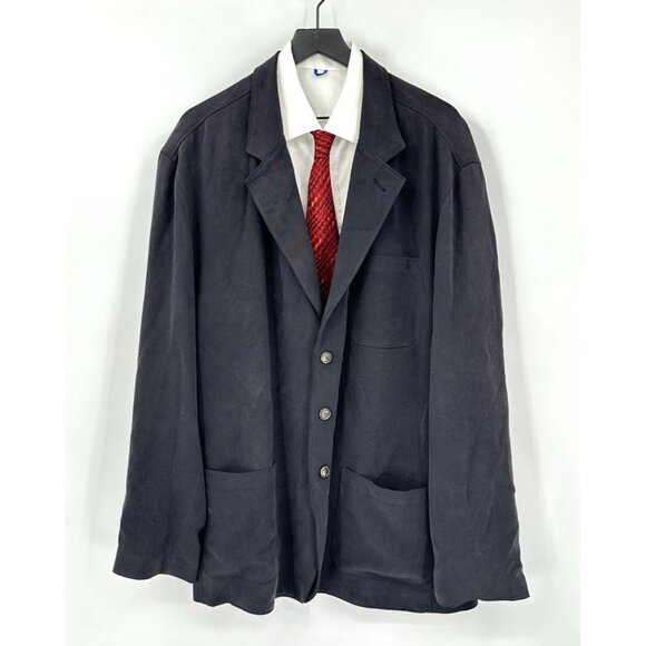 jacket blazer sport coat 100% silk unlined unstructured black XXL - Picture 3 of 8